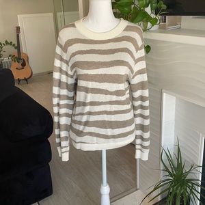 Tan and cream long sleeve sweater